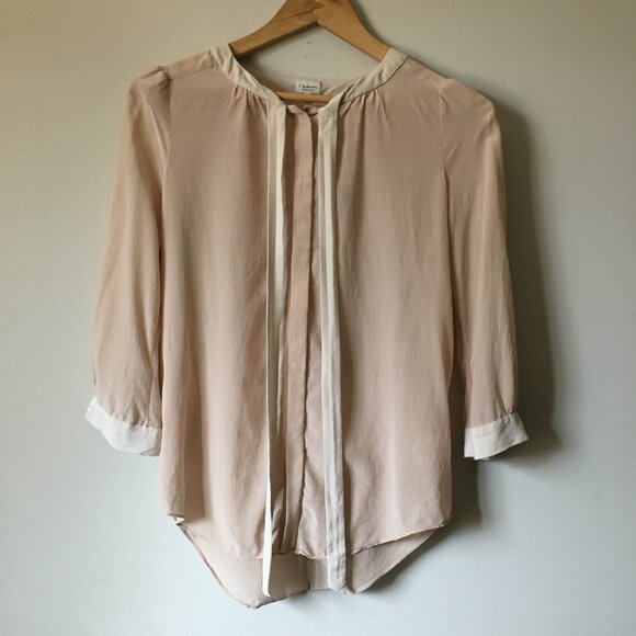 Babaton 100% Silk Two Tone Tie Neck Blouse - Picture 2 of 15